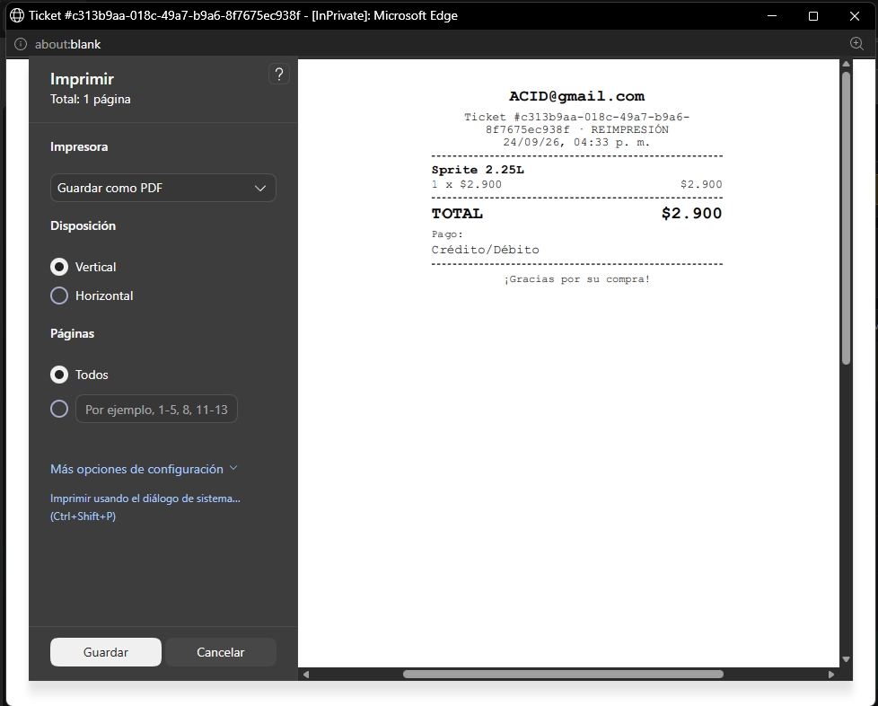 Impresión de Ticket